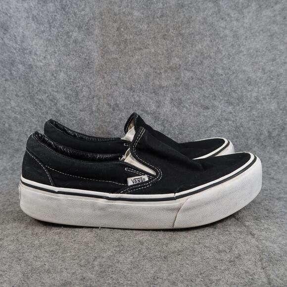 Vans Shoes Womens 9 Classic Slip On Platform Sneakers Canvas Black Skate Casual - Picture 1 of 16